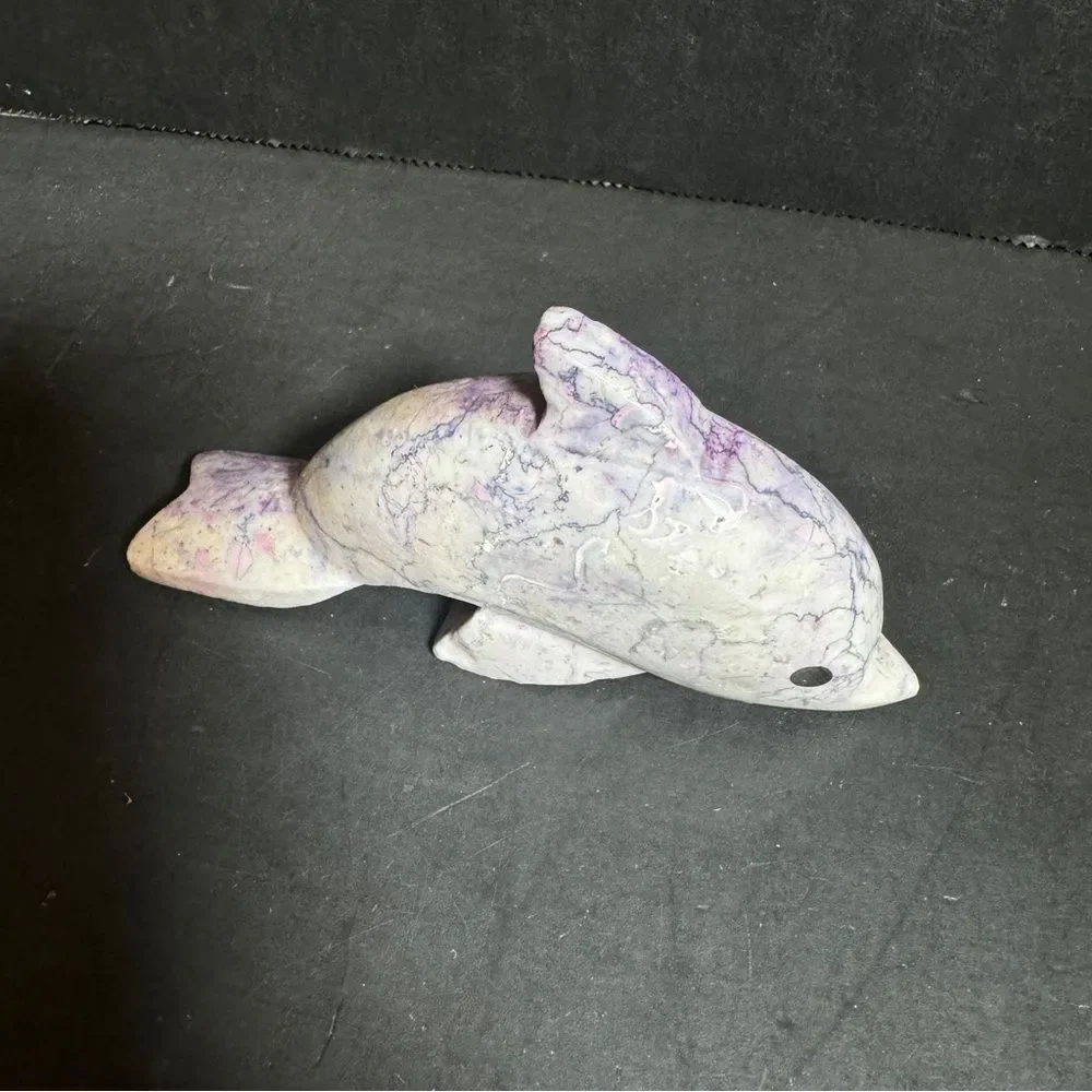 Purple Carved Stone Dolphin [Item 446] - Picture 3 of 3